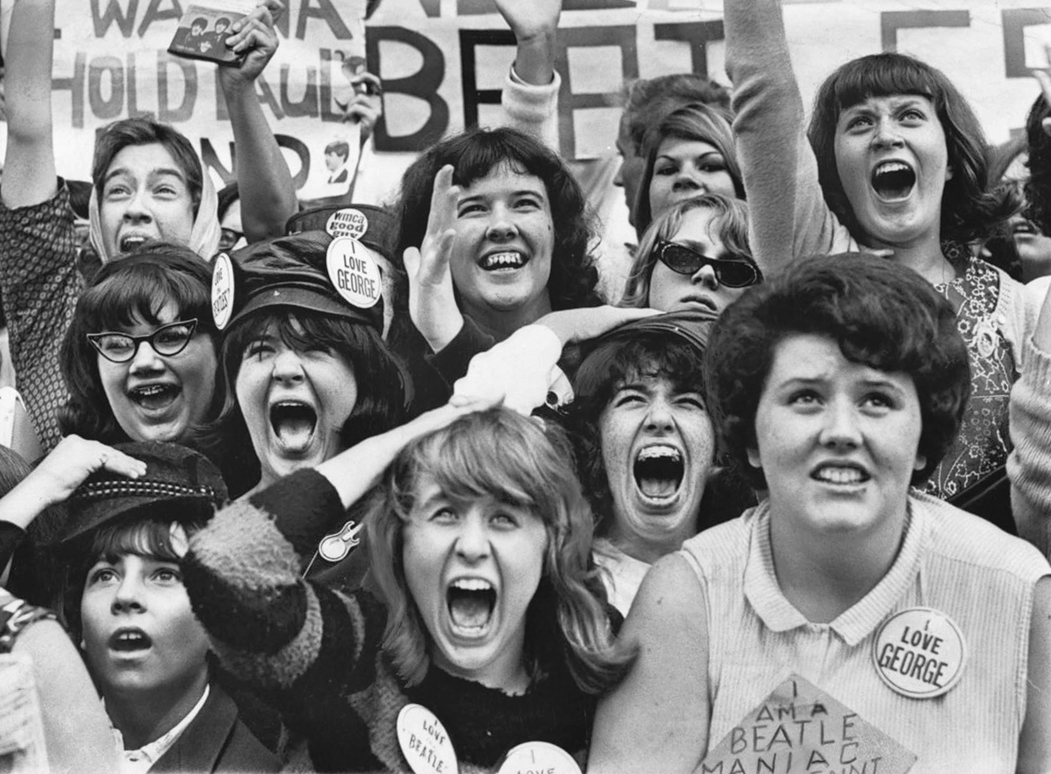Concert crowd representing the hysteria of Beatlemania 1963